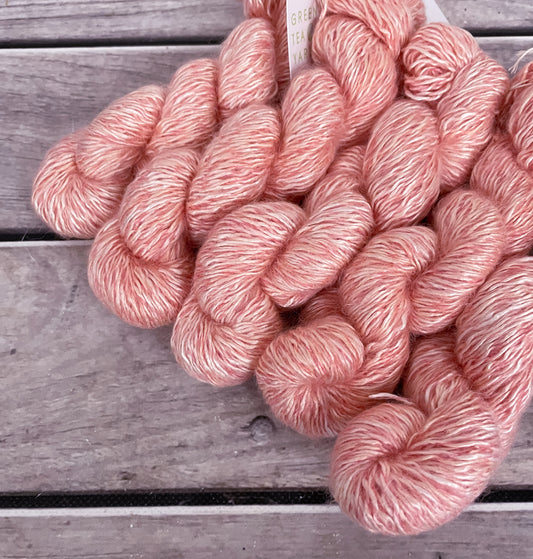 Pale Flamingoes - 50gm skeins - 5 ply silk/mohair and nylon - Rooibos