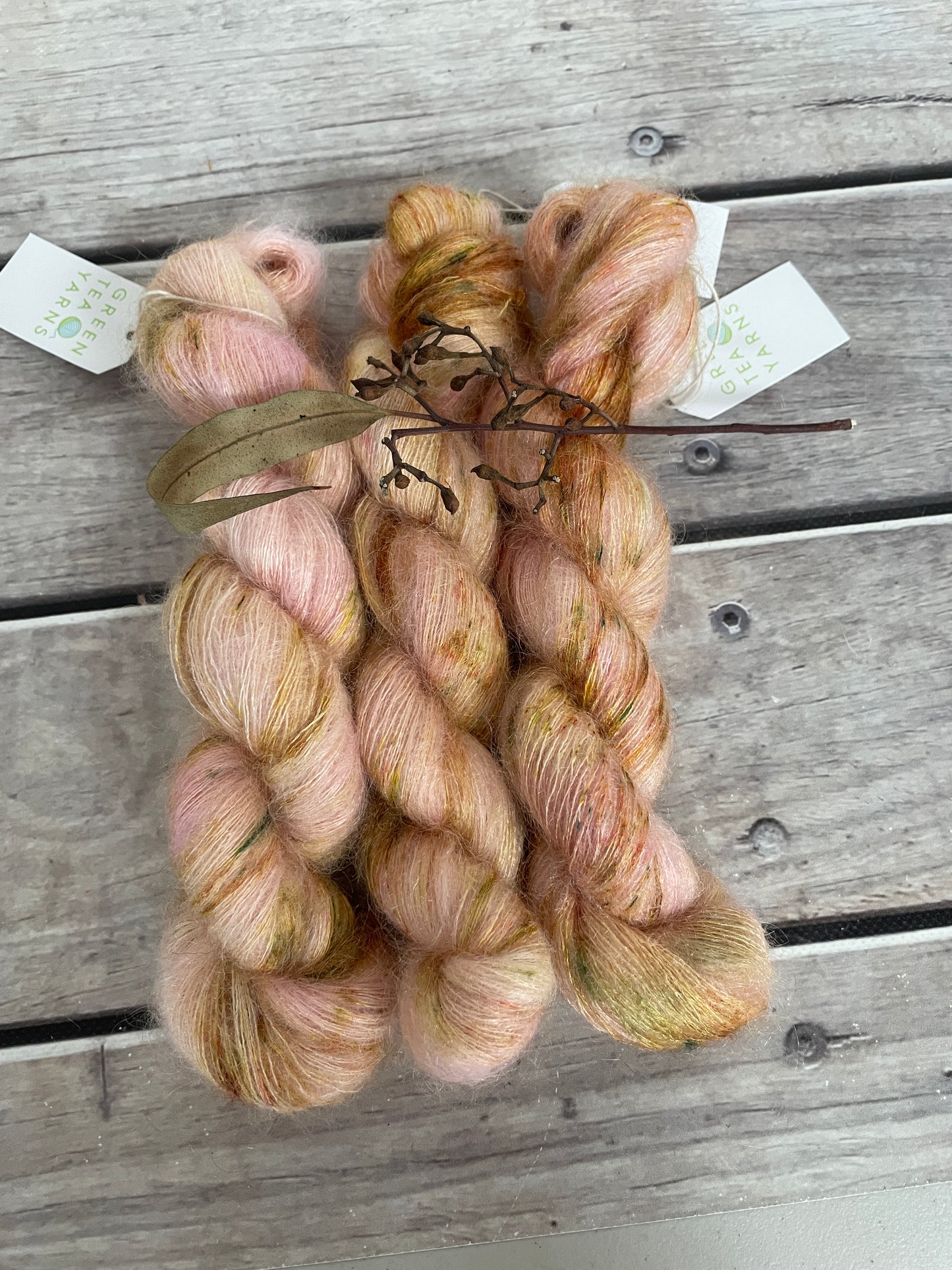 Speckled Rose ooak - 2 ply Silk / Mohair - Shui Yun