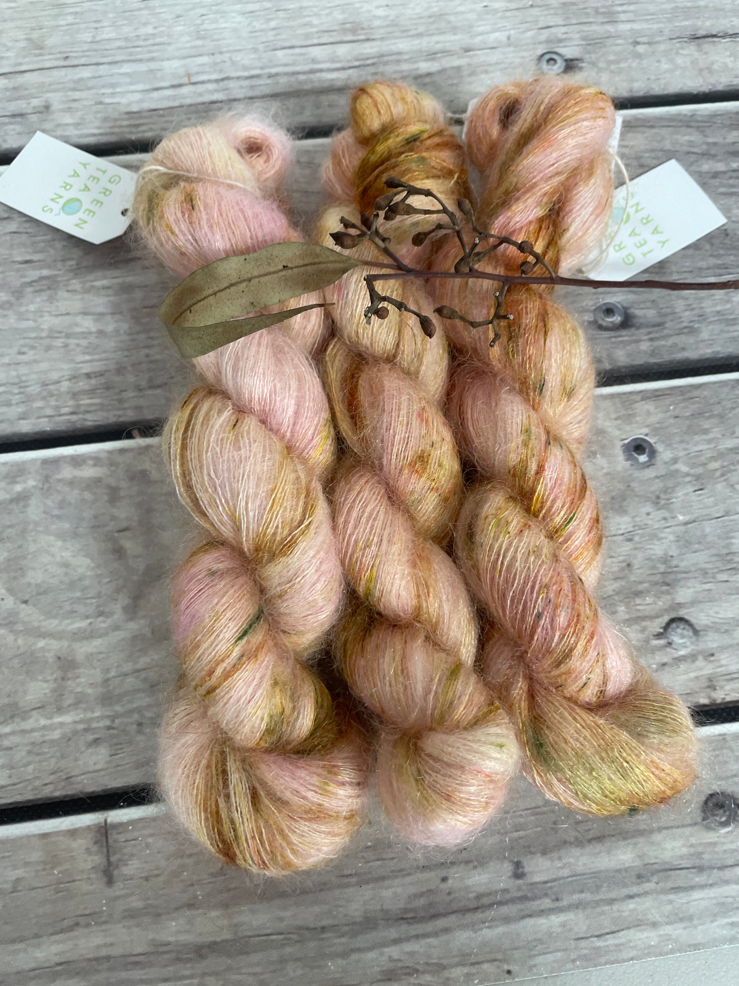 Speckled Rose ooak - 2 ply Silk / Mohair - Shui Yun