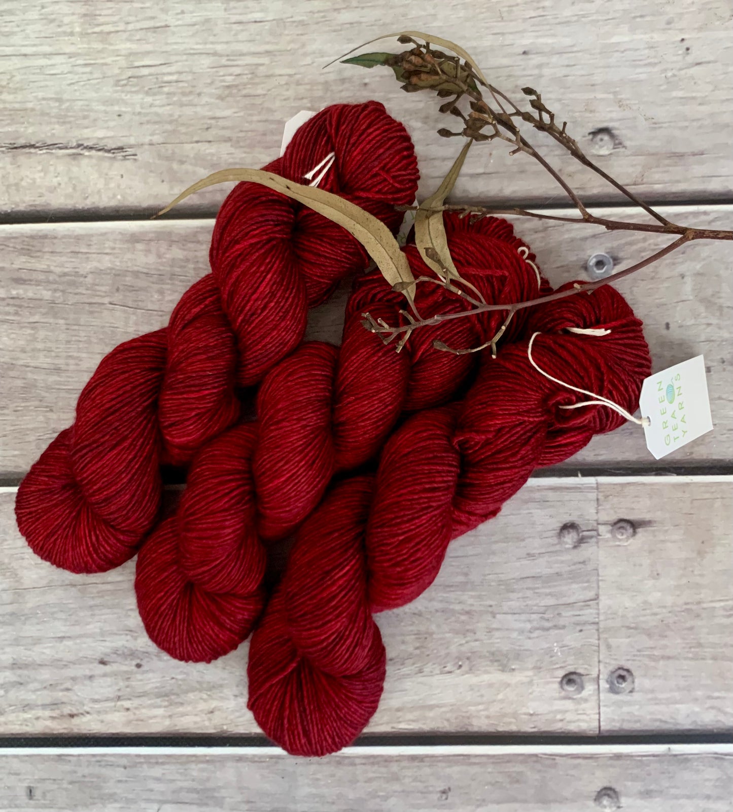 Dark Red Lacquer on Merino and Silk 8 ply single - Osmanthus 8