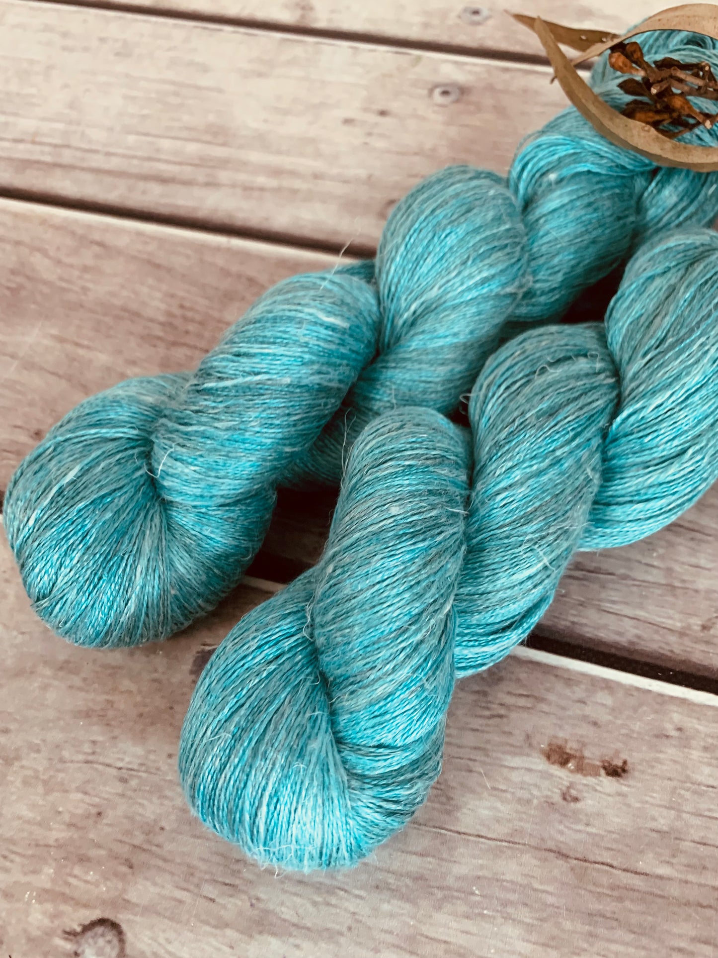 Mineral Stream ooak - silk and linen 2 ply - Anise 2