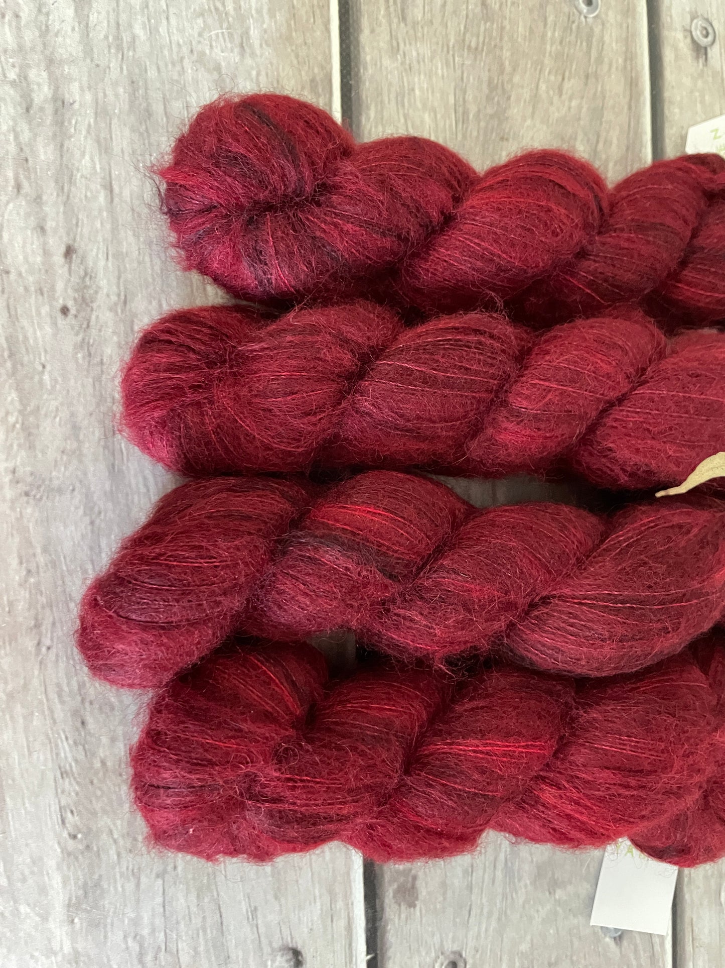 Dark Red Lacquer - 2 ply Suri/merino fluff - Rosemary