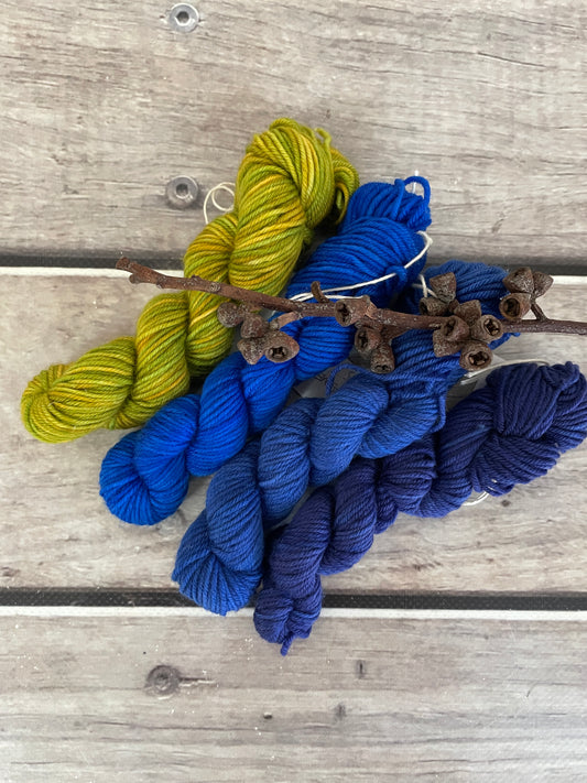 Peacock mini skein kit - Darjeeling 4 - kit 1