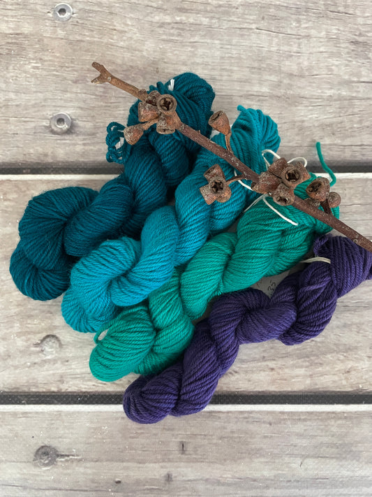 Peacock mini skein kit - Darjeeling 4 - kit 7