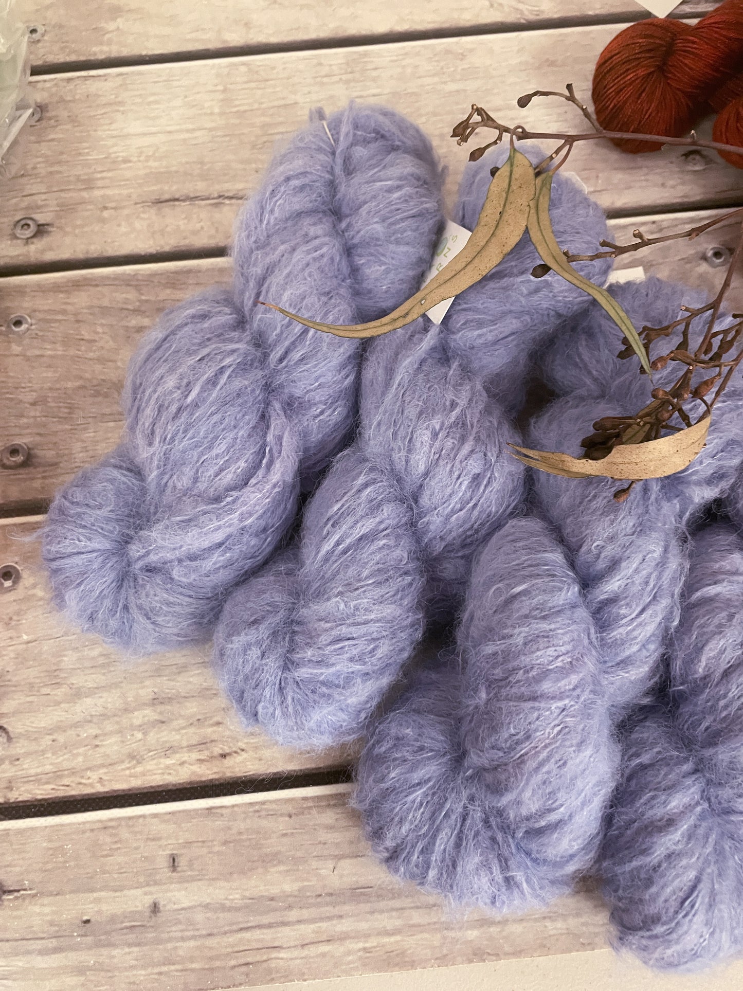 Periwinkle - 8 ply suri/silk fluff - Rosehip DK