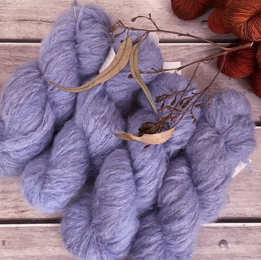 Periwinkle - 8 ply suri/silk fluff - Rosehip DK