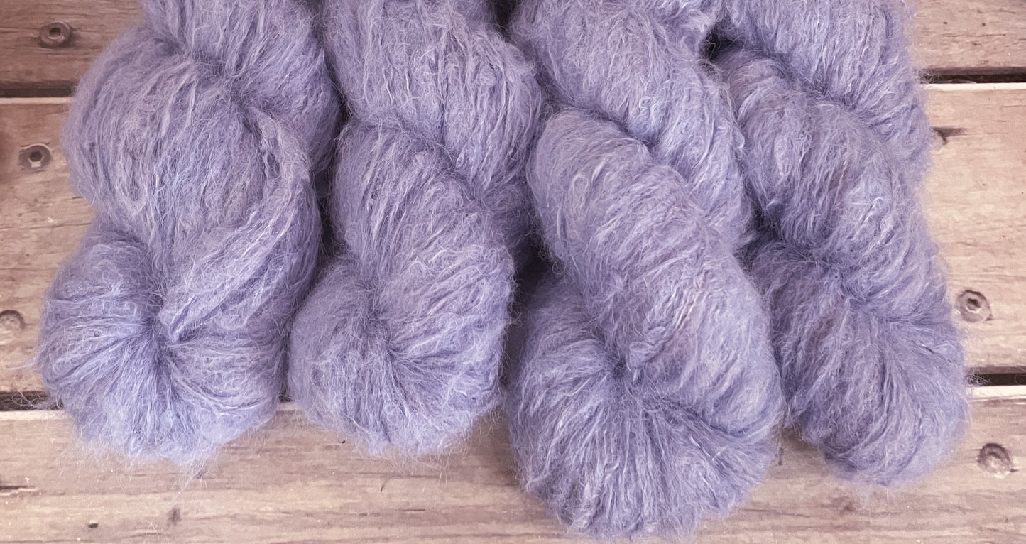 Periwinkle - 8 ply suri/silk fluff - Rosehip DK