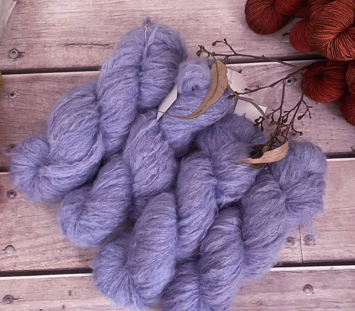 Periwinkle - 8 ply suri/silk fluff - Rosehip DK