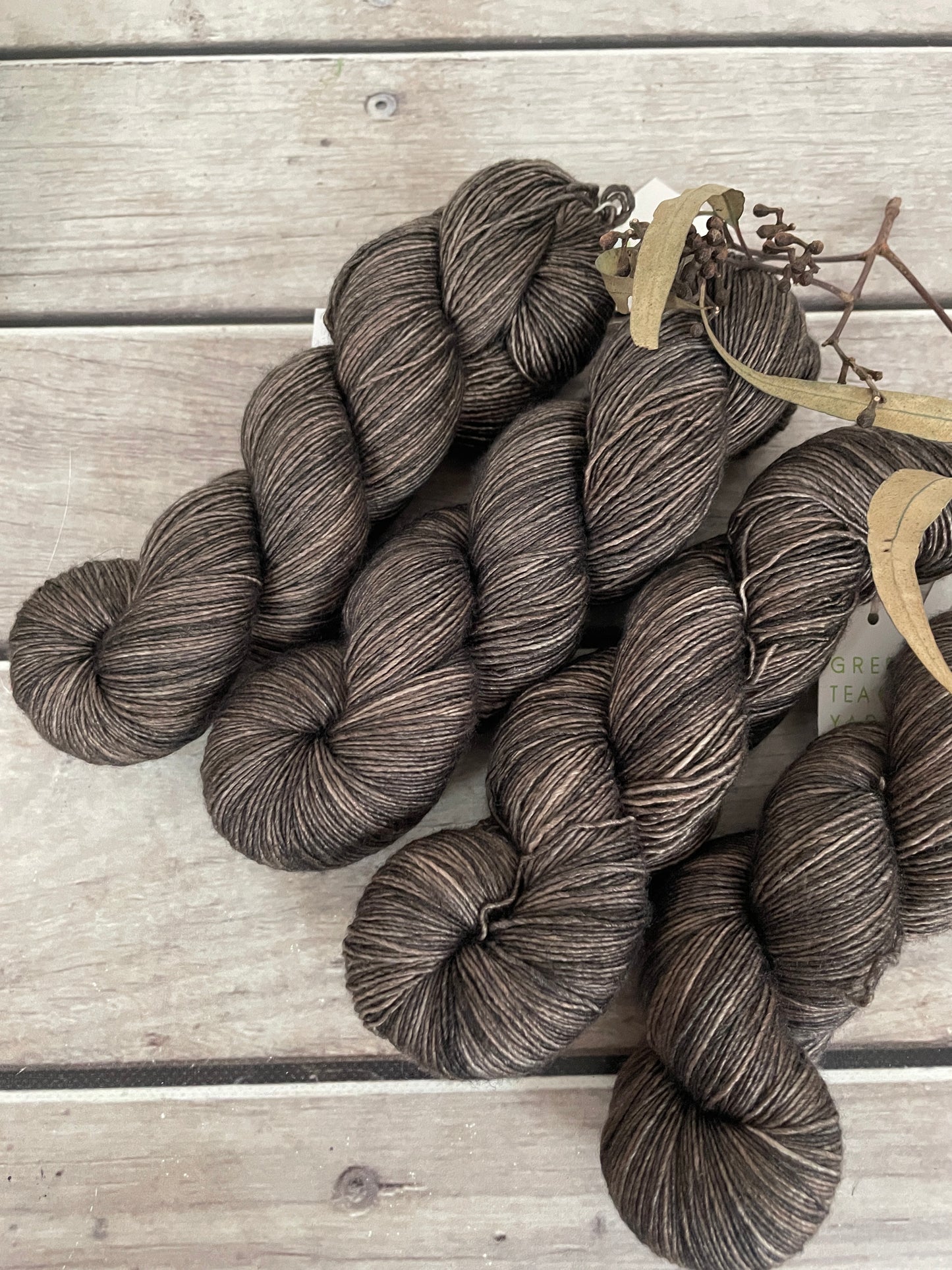 Pale Peat on Merino and Silk 4 ply single - Osmanthus