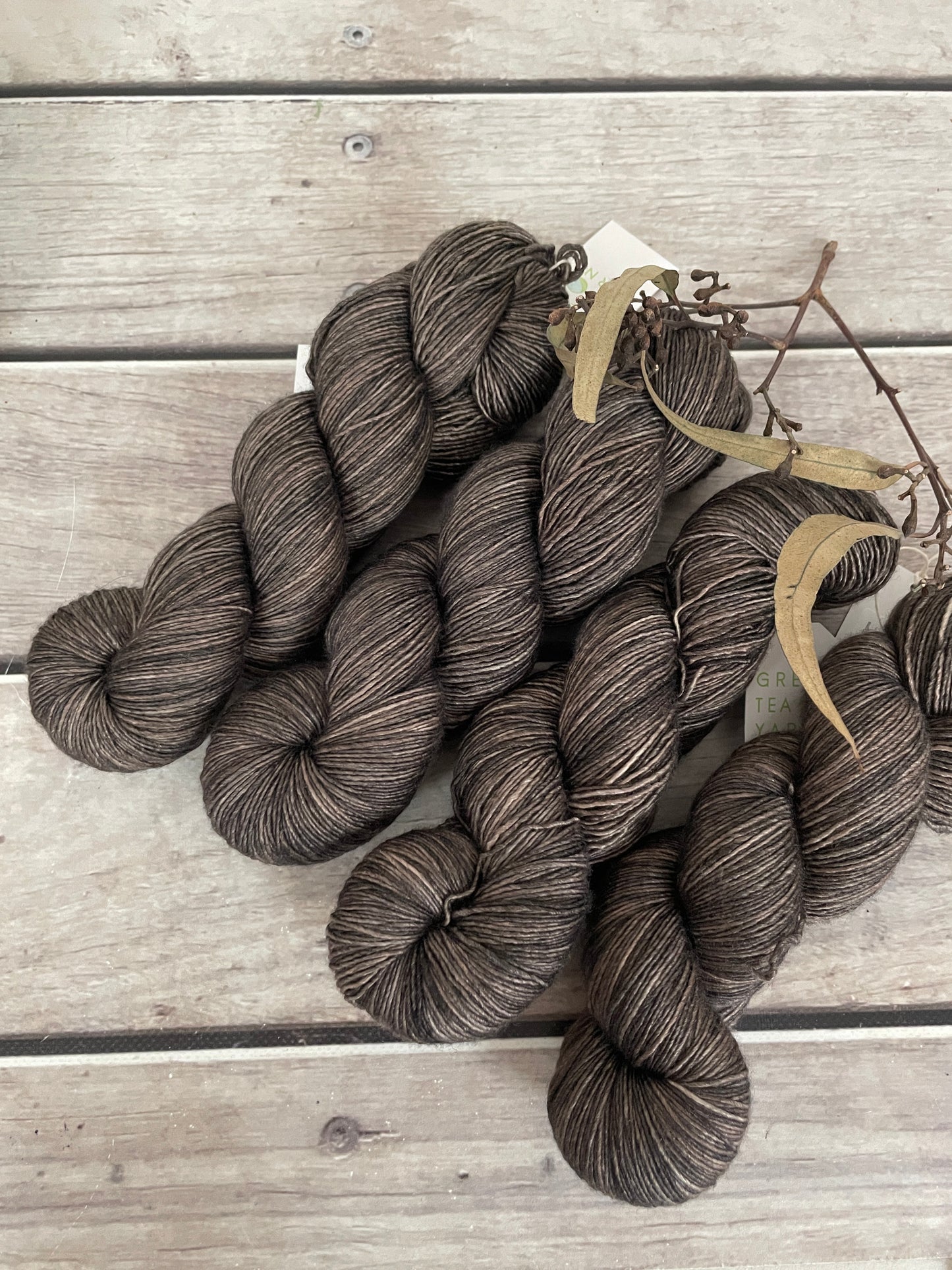 Pale Peat on Merino and Silk 4 ply single - Osmanthus