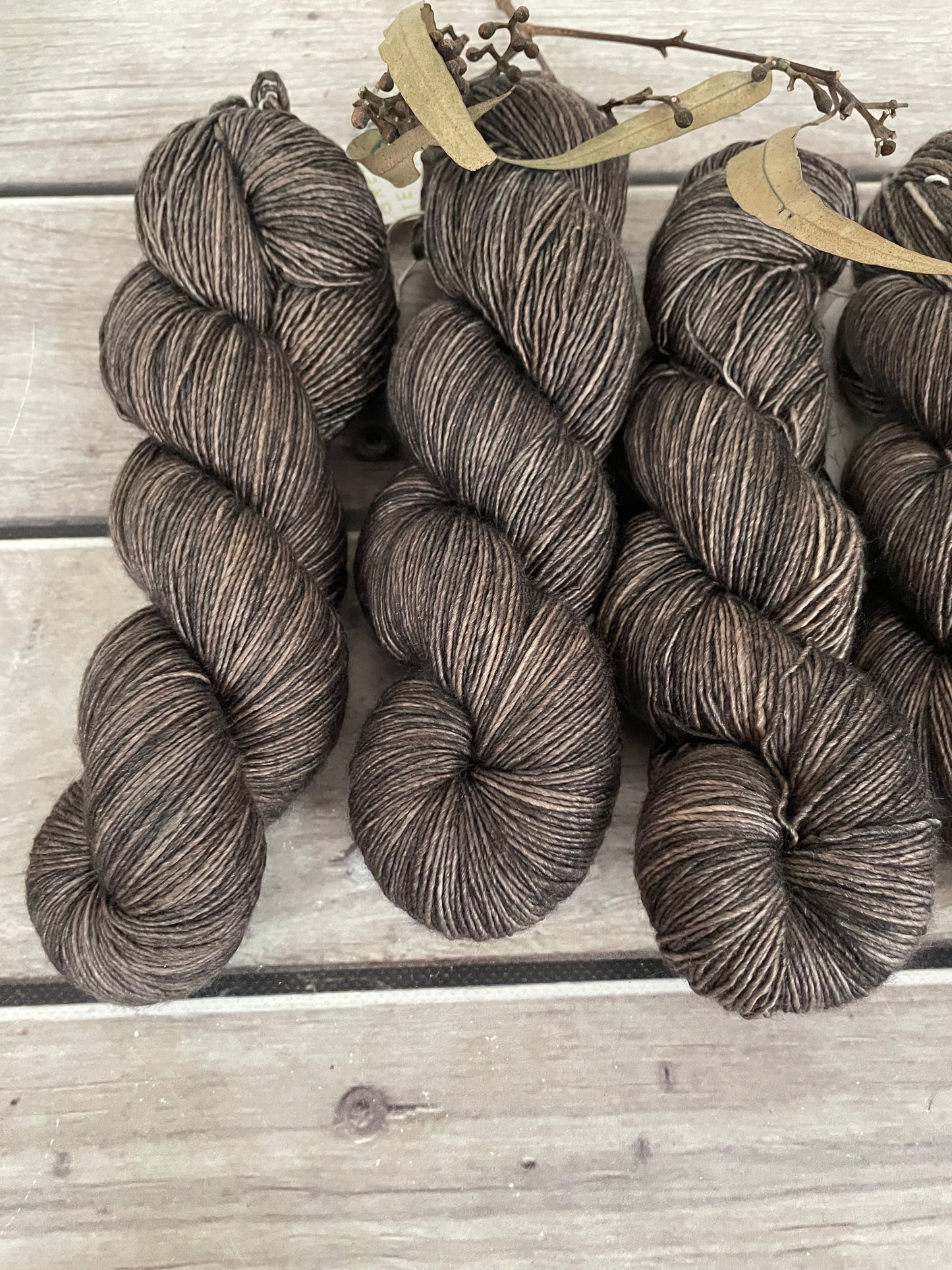 Pale Peat on Merino and Silk 4 ply single - Osmanthus