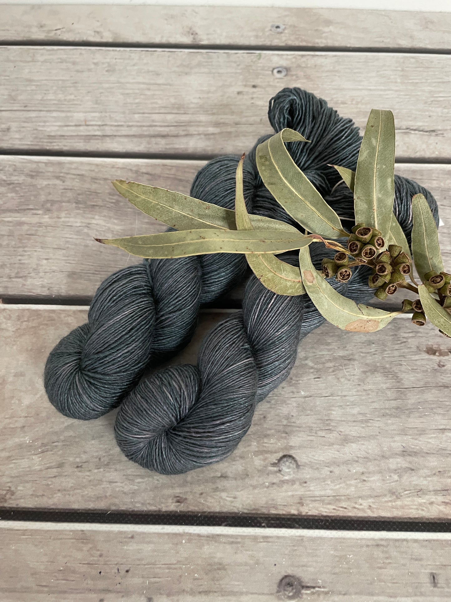 Twilight Grey on Merino and Silk 4 ply single - Osmanthus