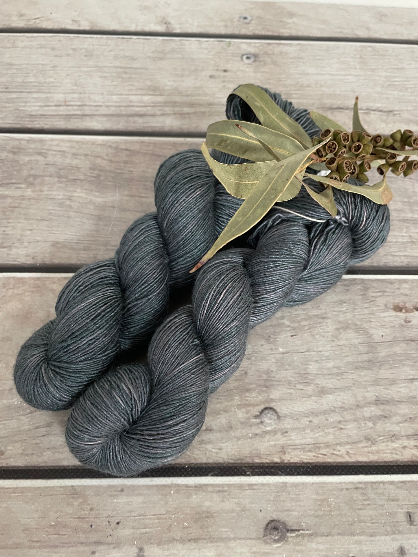 Twilight Grey on Merino and Silk 4 ply single - Osmanthus