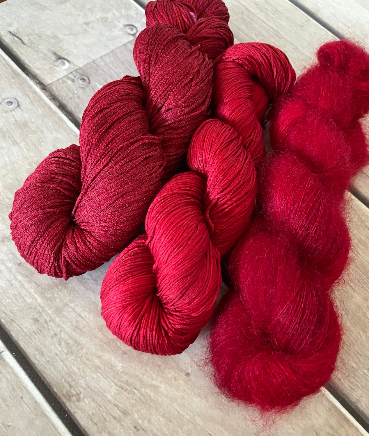 Dark Red Lacquer on ShuiYun - 2 ply lace in Mohair and silk