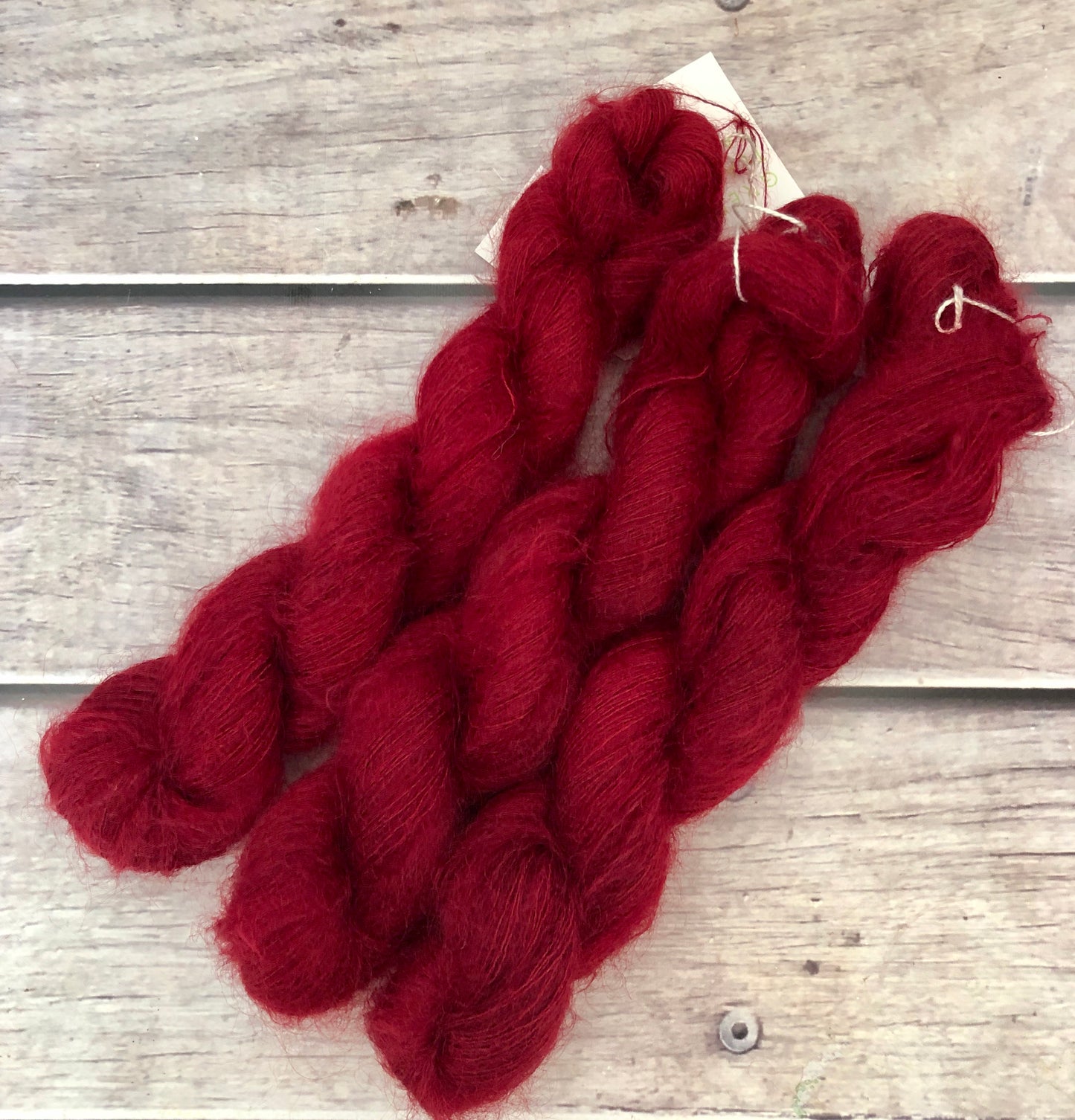 Dark Red Lacquer on ShuiYun - 2 ply lace in Mohair and silk