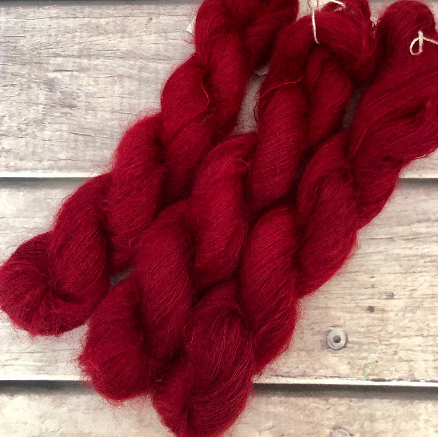 Dark Red Lacquer on ShuiYun - 2 ply lace in Mohair and silk